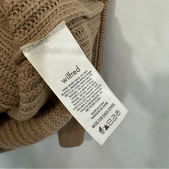 Aritzia Wilfred Montpellier 100% Merino Wool Knit Oversized Sweater Camel Tan - Picture 9 of 10
